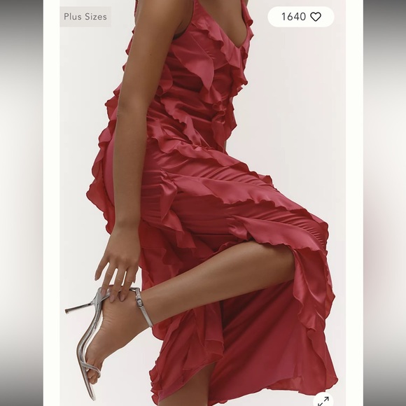 By Anthropologie Bias-Cut Ruffled Midi Dress - Picture 3 of 12